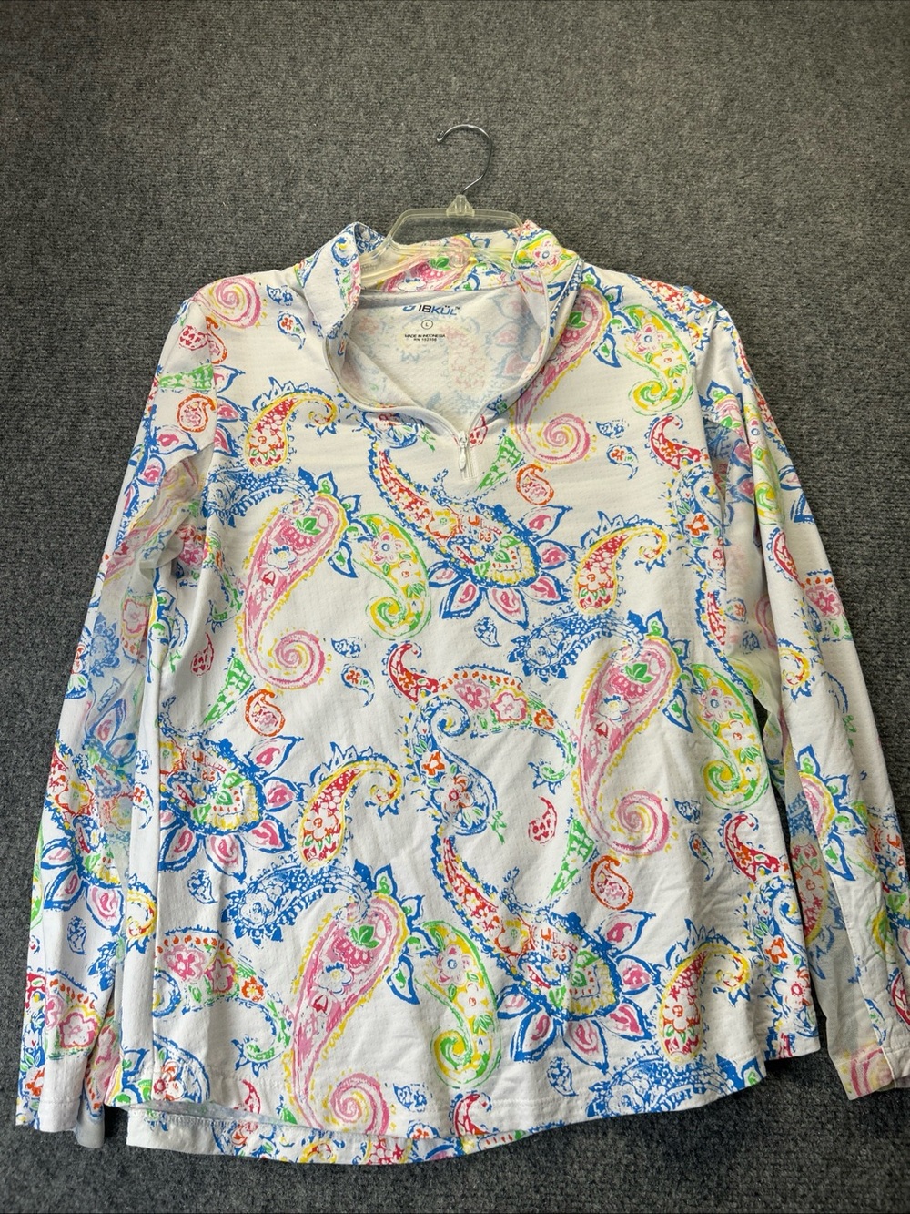 IBKUL Colorful Paisley Quarter-Zip Women's Top Womens large